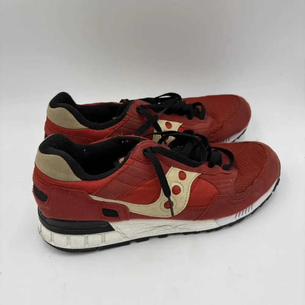 Saucony Shadow Grid 9000 Men's Size 9 Red And Beige Gum Suede Sneakers